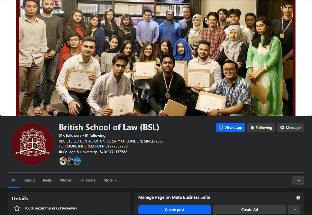 British School of Law Business Page Management & SEO